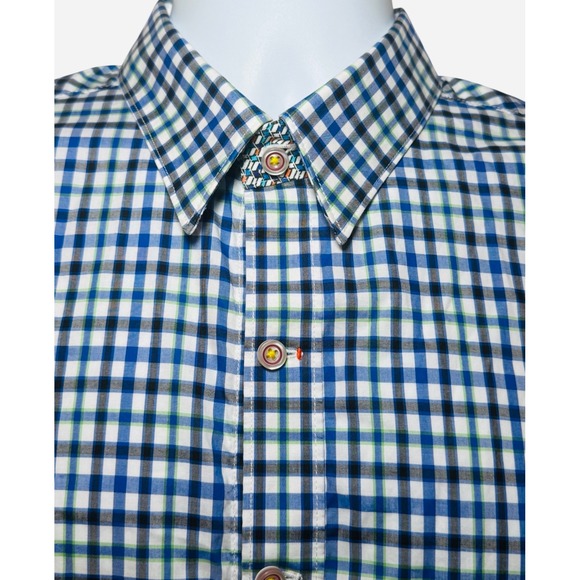 Robert Graham Mens L Gingham Check Short Sleeve Button Down Shirt Tailored Fit - Picture 6 of 12